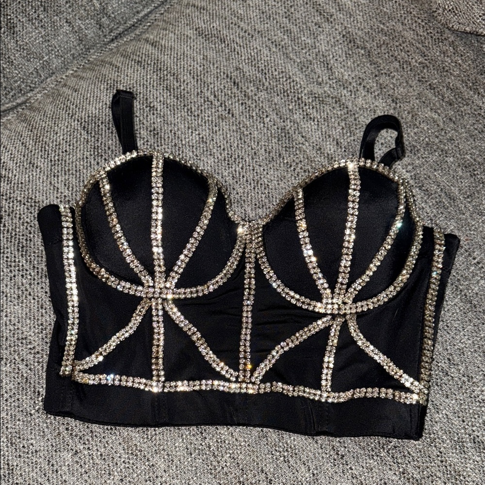 AKIRA Black Rhinestone Bustier